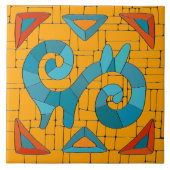 Kleurrijke Tribal Mozaïek Kunst Tegeltje (Voorkant)