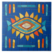 Kleurrijke Tribal Mozaïek Kunst Tegeltje (Voorkant)