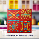 Kleurrijke Tribal Mozaïek Kunst Tegeltje<br><div class="desc">Kleurrijke Tribal Mozaïek Art. Pas de achtergrondkleur aan uw decor aan.</div>