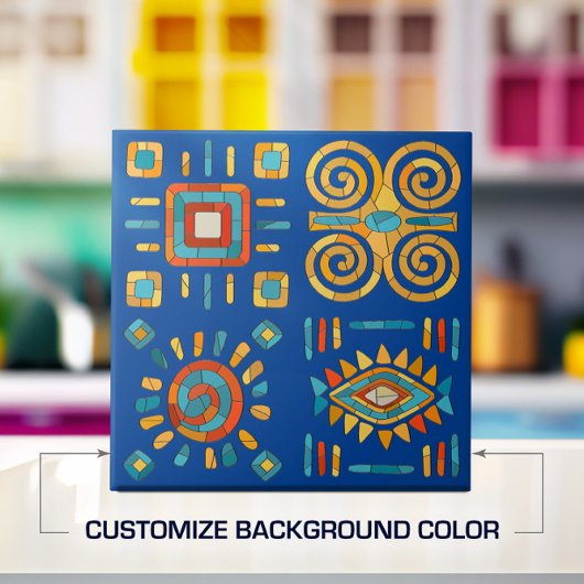 Kleurrijke Tribal Mozaïek Kunst Tegeltje