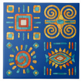 Kleurrijke Tribal Mozaïek Kunst Tegeltje (Voorkant)