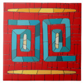 Kleurrijke Tribal Mozaïek Kunst Tegeltje (Voorkant)