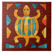 Kleurrijke Tribal Mozaïek Schildpad Tegeltje (Voorkant)