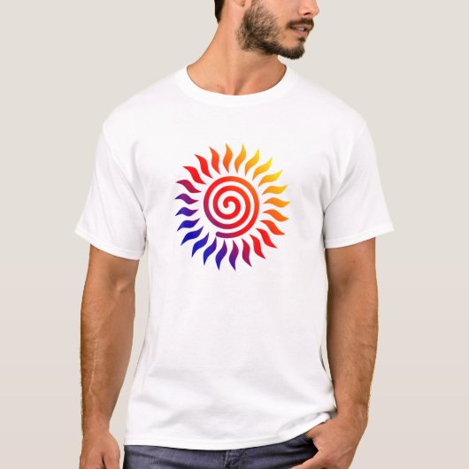 KLEURRIJKE TRIBAL ZON SPIRAAL SYMBOOL T-SHIRT (Voorkant)