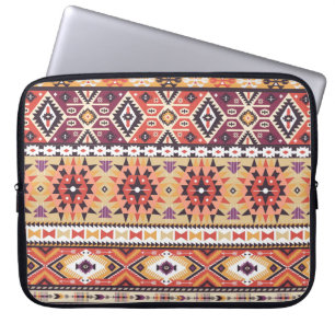 Kleurrijke tribale stijl, levendig naadloos patroo laptop sleeve