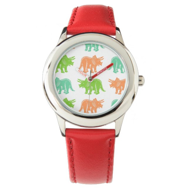 Kleurrijke Triceratops Patroon Polshorloge Horloge (Voorkant)