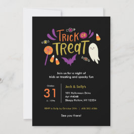 Kleurrijke Trick or treat Halloween Uitnodiging