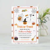 Kleurrijke Trick or treat Kind Halloween Party Kaart (Staand voorkant)