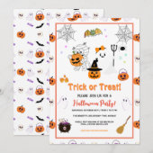 Kleurrijke Trick or treat Kind Halloween Party Kaart (Voorkant / Achterkant)