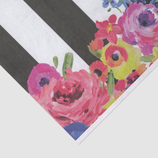 Kleurrijke, trillende streep Floral collage Tissuepapier (Detail)