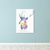 kleurrijke trillende waterverven splatters hert ko canvas afdruk (Insitu (Houten vloer))