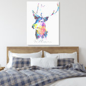 kleurrijke trillende waterverven splatters hert ko canvas afdruk (Insitu (Slaapkamer))