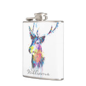 kleurrijke trillende waterverven splatters hert ko heupfles (Links)