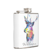 kleurrijke trillende waterverven splatters hert ko heupfles (Rechts)