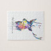 kleurrijke trillende waterverven splatters hert ko legpuzzel (Horizontaal)