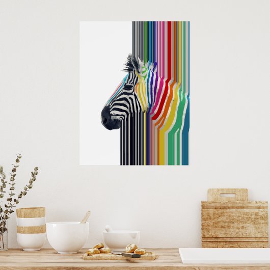 Kleurrijke trilstrips voor Zebra Poster (Keuken)
