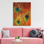 Kleurrijke trio pauwenveren verpakt canvas (Insitu (Woonkamer))