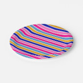 Kleurrijke tripe partij papieren bordje (Gekanteld)