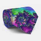 Kleurrijke Trippy Boho Jewel Tone Regenboog Fracta Stropdas (Opgerold)