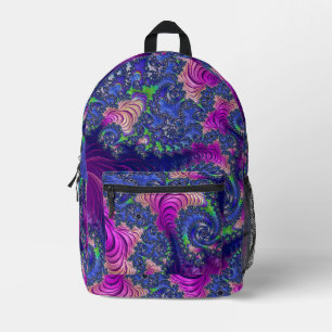 Kleurrijke Trippy Boho Juweeltoon Regenboog Fracta Bedrukte Rugzak