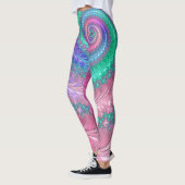 Kleurrijke Trippy Funky Jewel Tone Spiral Fractal Leggings (Links)