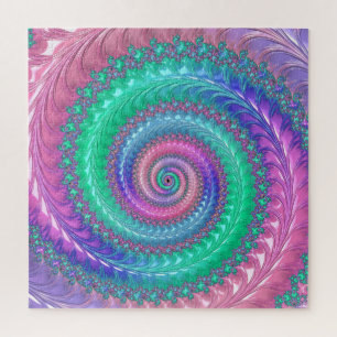 Kleurrijke Trippy Funky Juweeltoon Spiraal Fractal Legpuzzel