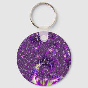 Kleurrijke Trippy Groovy Boho Spiraal Fractal Sleutelhanger