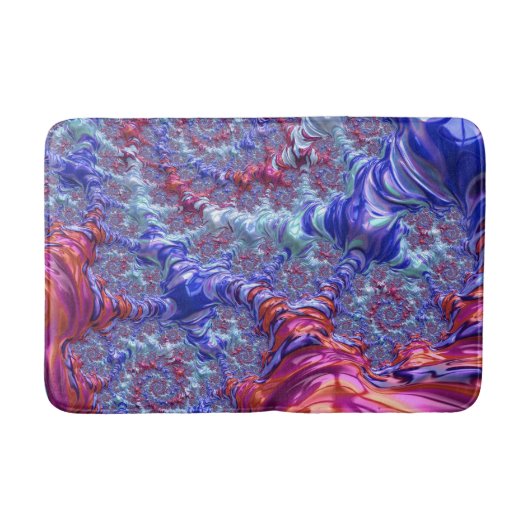 Kleurrijke Trippy Groovy Digitale Abstracte Fracta Badmat (Voorkant)
