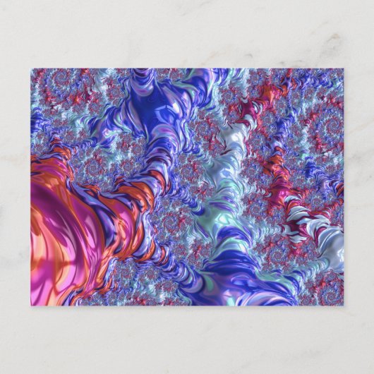 Kleurrijke Trippy Groovy Digitale Abstracte Fracta Briefkaart (Voorkant)