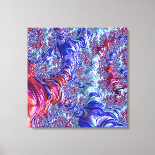 Kleurrijke Trippy Groovy Digitale Abstracte Fracta Canvas Afdruk (Voorkant)
