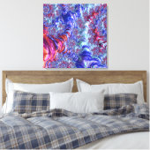Kleurrijke Trippy Groovy Digitale Abstracte Fracta Canvas Afdruk (Insitu (Slaapkamer))