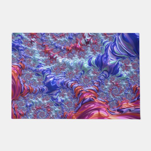 Kleurrijke Trippy Groovy Digitale Abstracte Fracta Deurmat (Voorkant)