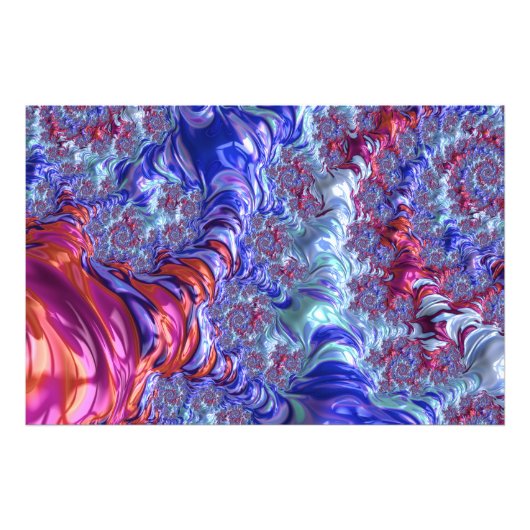 Kleurrijke Trippy Groovy Digitale Abstracte Fracta Foto Afdruk (Voorkant)