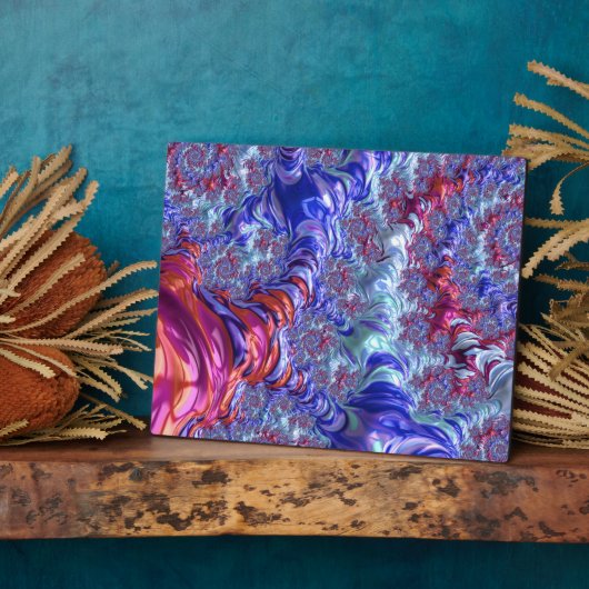 Kleurrijke Trippy Groovy Digitale Abstracte Fracta Fotoplaat (Zijkant)