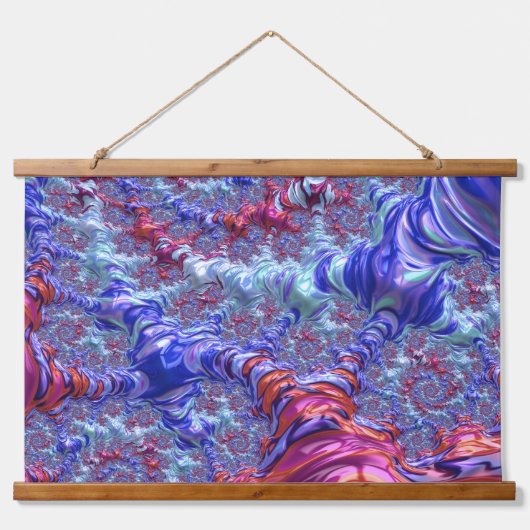 Kleurrijke Trippy Groovy Digitale Abstracte Fracta Hangend Wandkleed (Voorkant)