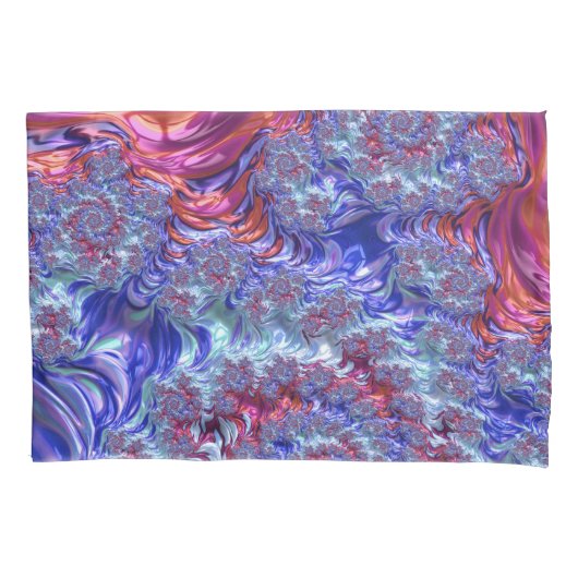 Kleurrijke Trippy Groovy Digitale Abstracte Fracta Kussensloop (Voorkant-Links)