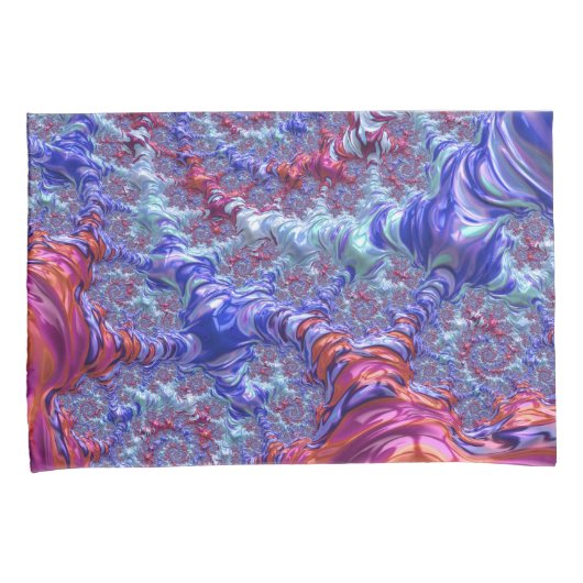 Kleurrijke Trippy Groovy Digitale Abstracte Fracta Kussensloop (Voorkant-Rechts)