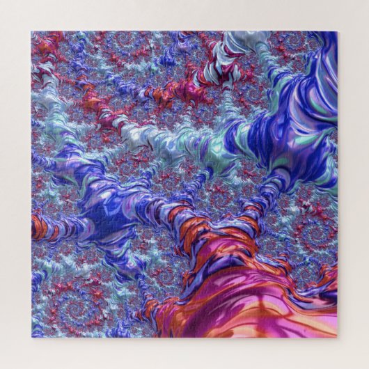Kleurrijke Trippy Groovy Digitale Abstracte Fracta Legpuzzel (Verticaal)