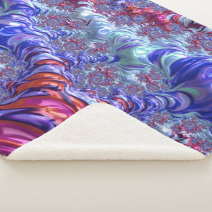 Kleurrijke Trippy Groovy Digitale Abstracte Fracta Sherpa Deken