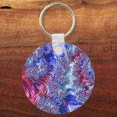 Kleurrijke Trippy Groovy Digitale Abstracte Fracta Sleutelhanger (Achterkant)