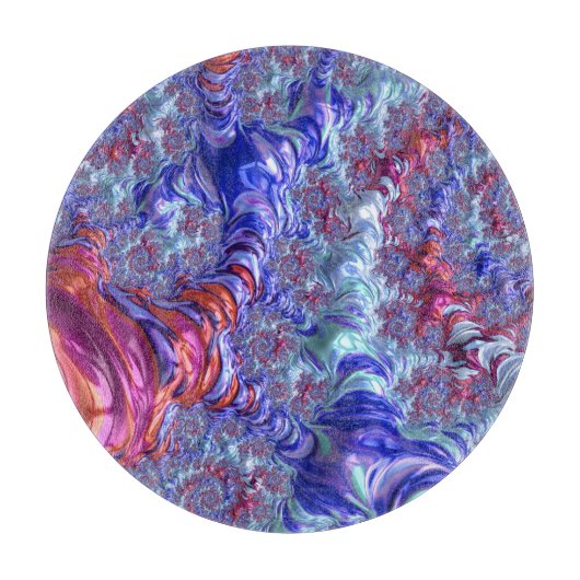 Kleurrijke Trippy Groovy Digitale Abstracte Fracta Snijplank (Voorkant)