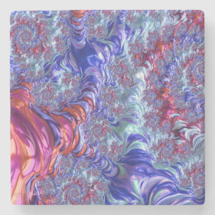 Kleurrijke Trippy Groovy Digitale Abstracte Fracta Stenen Onderzetter