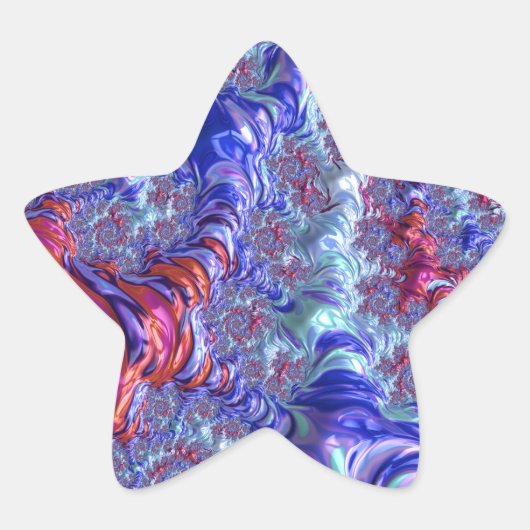 Kleurrijke Trippy Groovy Digitale Abstracte Fracta Ster Sticker (Voorkant)