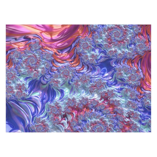 Kleurrijke Trippy Groovy Digitale Abstracte Fracta Tafelkleed (Voorkant (Horizontaal))