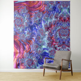 Kleurrijke Trippy Groovy Digitale Abstracte Fracta Wandkleed