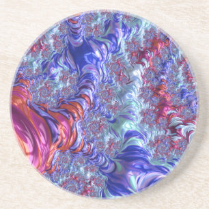 Kleurrijke Trippy Groovy Digitale Abstracte Fracta Zandsteen Onderzetter