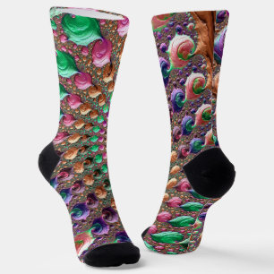 Kleurrijke Trippy Groovy Levendige Spiraal Fractal Sokken