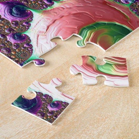 Kleurrijke Trippy Groovy Levendige Spiraalvormige Legpuzzel (Zijkant)