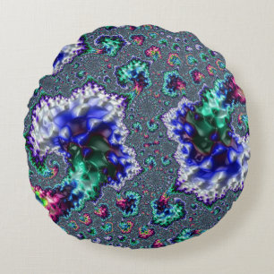 Kleurrijke Trippy Groovy Spiraal Abstracte Fractal Rond Kussen