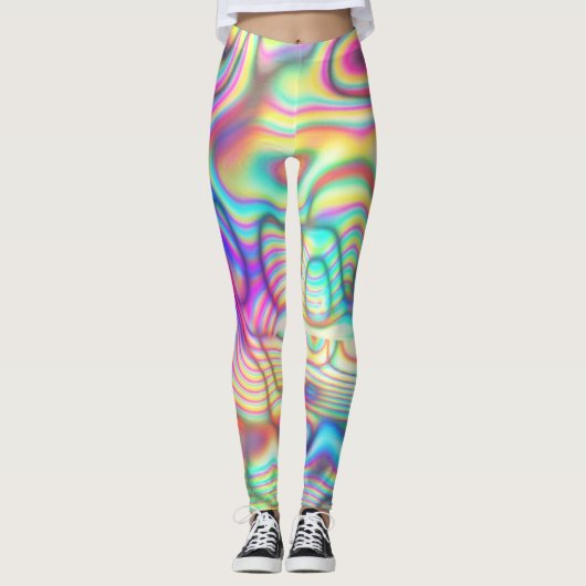Kleurrijke Trippy Holo Gym Meisjes/Vrouwen Leggings (Voorkant)